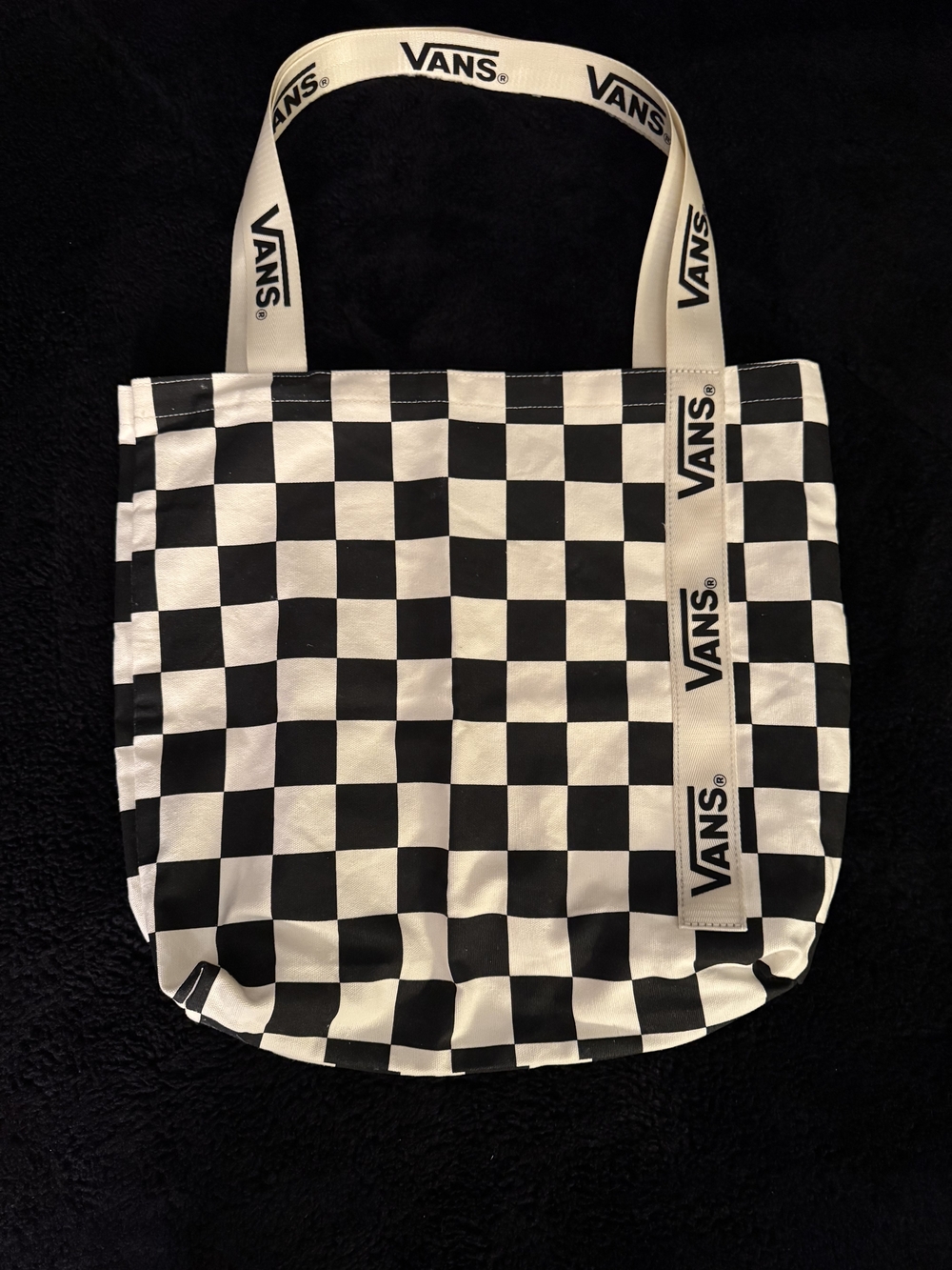 Vans Black and White Checkerboard Canvas Tote. New